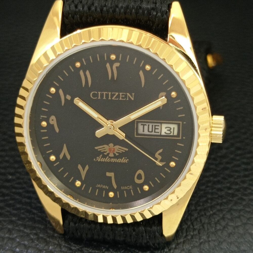 Vintage 1979 Citizen Automatic Mens Gold Watch W/daydate & Black accents - Picture 3 of 10